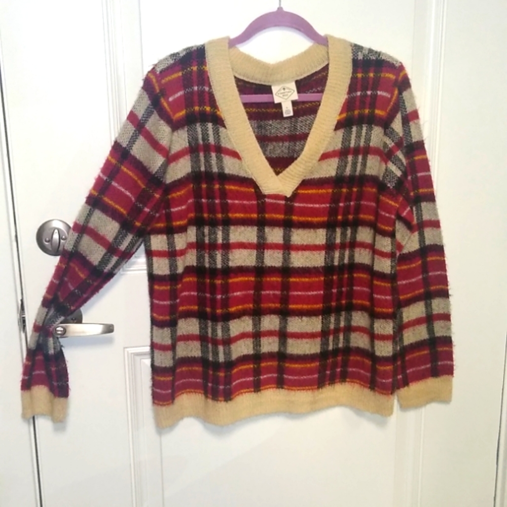 St. John's Bay flannel print sweater